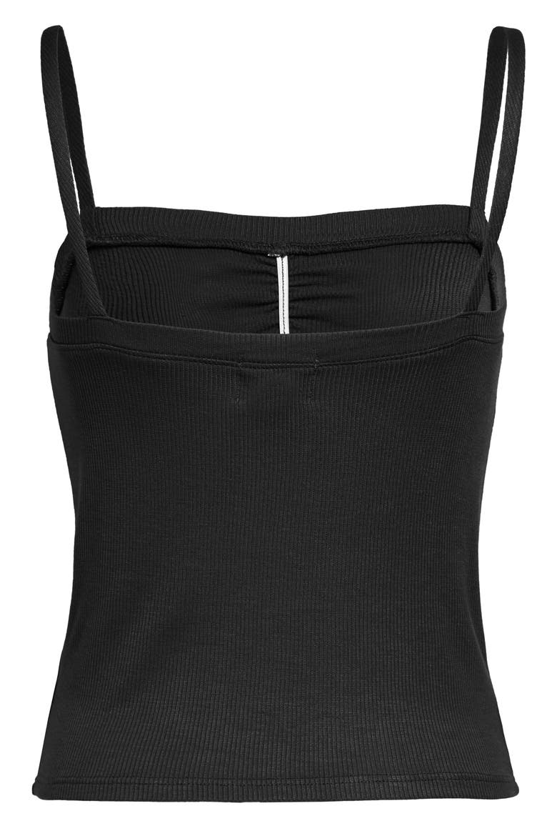 Cinched Front Crop Tank, Alternate, color, BLACK