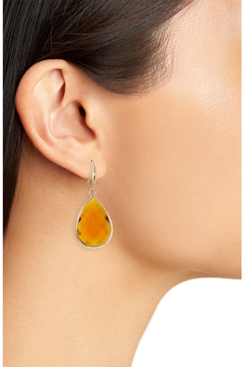 Glass Stone Drop Earrings, Alternate, color, BROWN