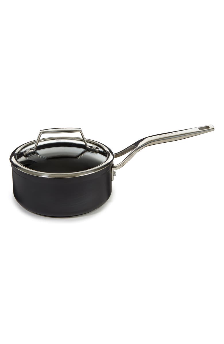 BergHOFF Essentials Hard Anodized 1.3-Quart Nonstick Covered Saucepan, Alternate, color, Black