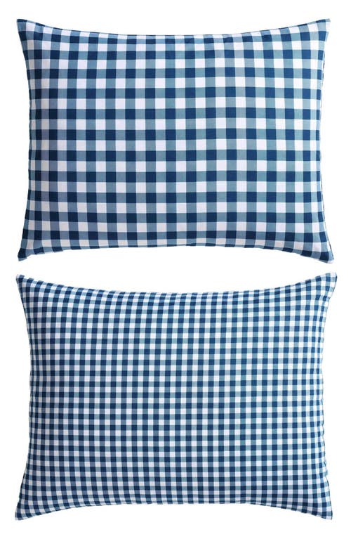 Eddie Bauer Preston Check Microfiber Comforter Set In White/cosmo Blue