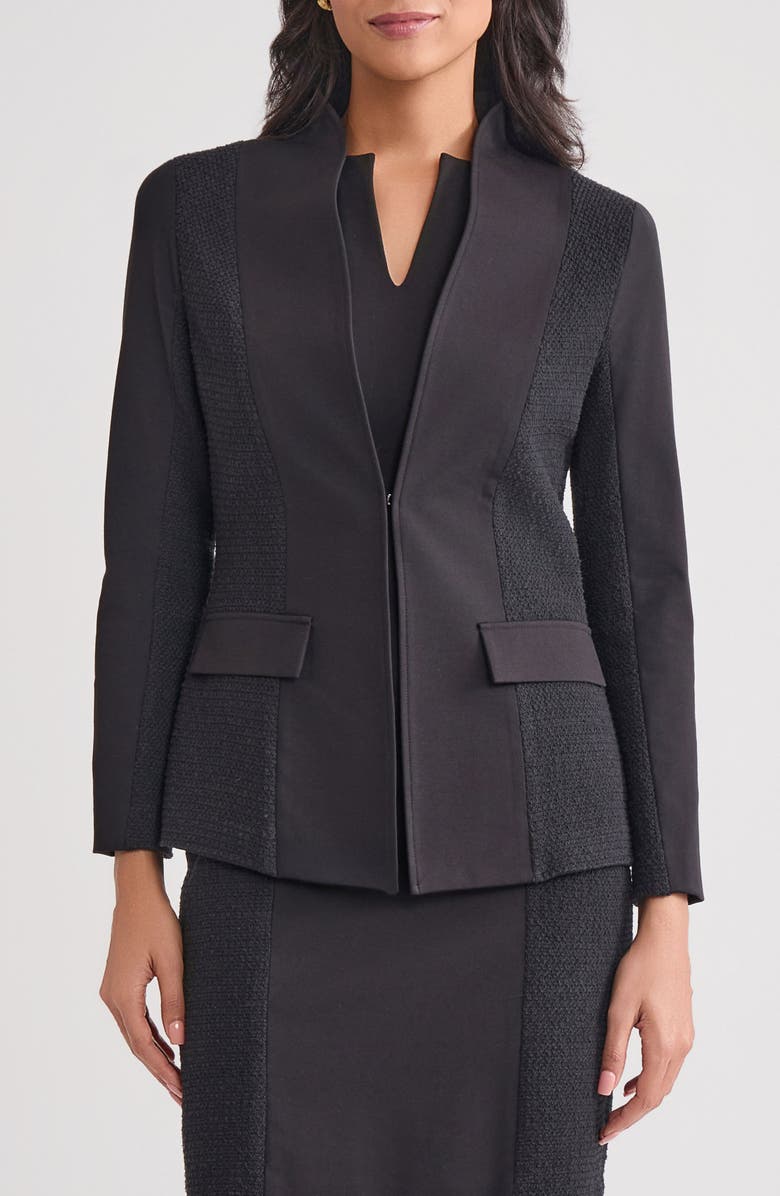 Misook Paneled Ponte Jacket, Main, color, Black