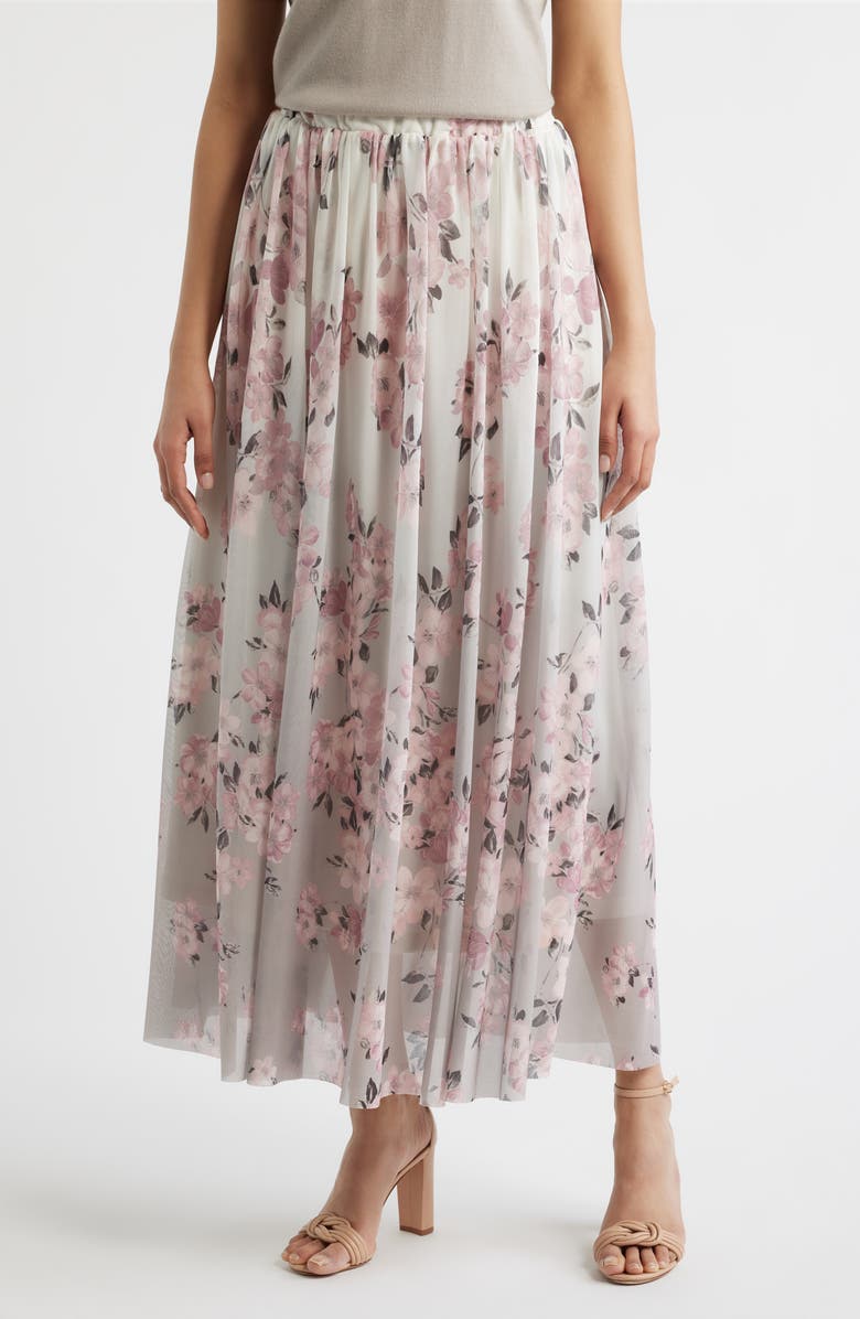 Anne Klein Floral Maxi Skirt, Main, color, Porcini Multi