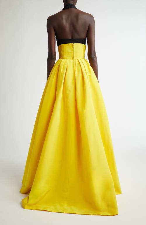 Carolina Herrera Bicolor Halter Neck Silk Ballgown In Taxi Cab Multi