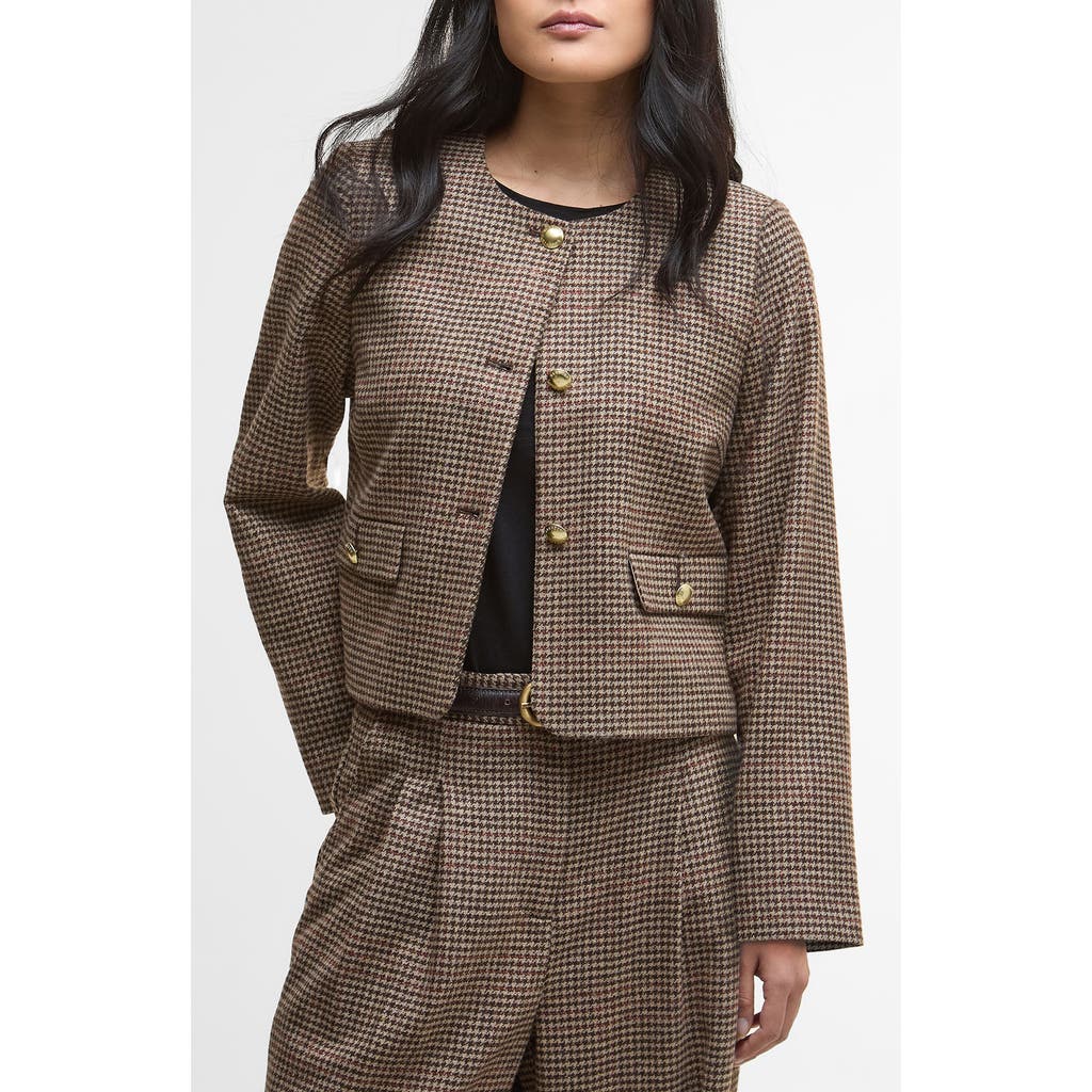 Barbour Corina Herringbone Wool Jacket In Brown