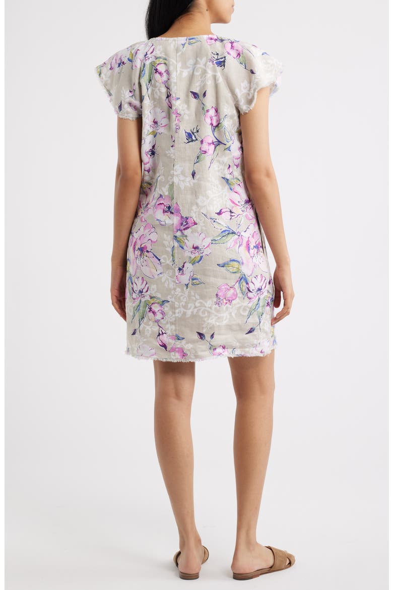 Floral Gardens Flutter Sleeve Linen Minidress, Alternate, color, PURE KHAKI