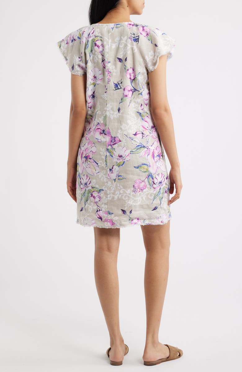 Tommy Bahama Floral Gardens Flutter Sleeve Linen Minidress, Alternate, color, Pure Khaki