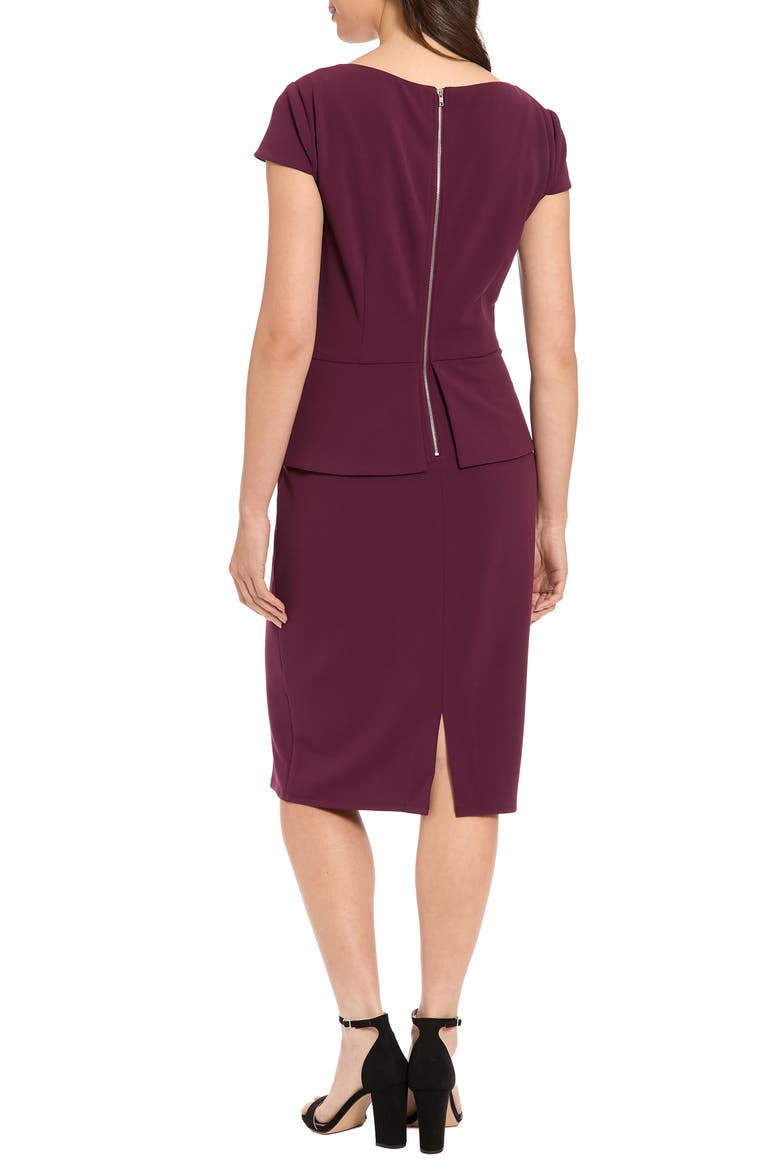 Cap Sleeve Peplum Sheath Dress, Alternate, color, ITALIAN PLUM