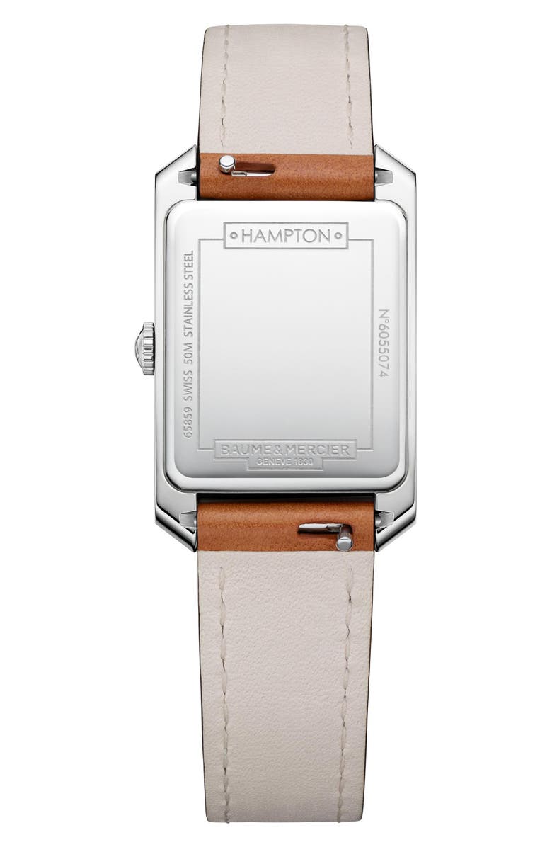 Baume & Mercier Hampton 10472 Automatic Leather Strap Watch, 35mm, Alternate, color, Silv