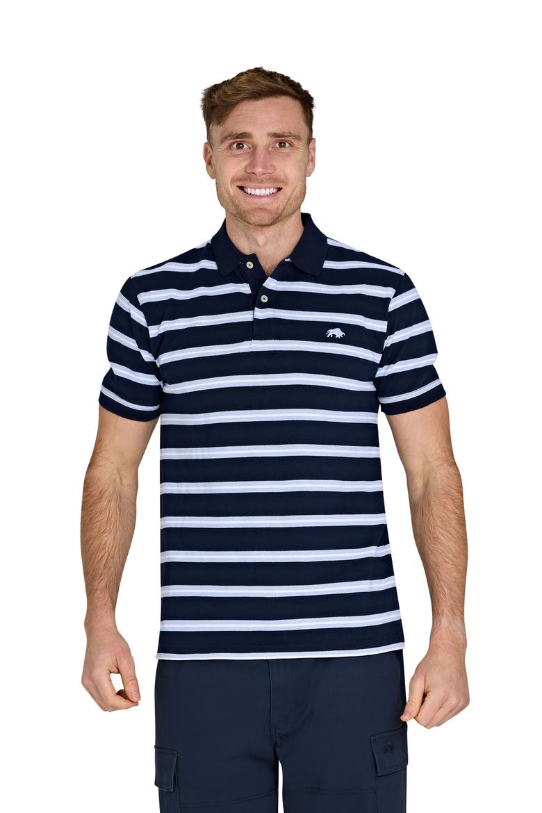 Triple Stripe Birdseye Polo, Alternate, color, Navy