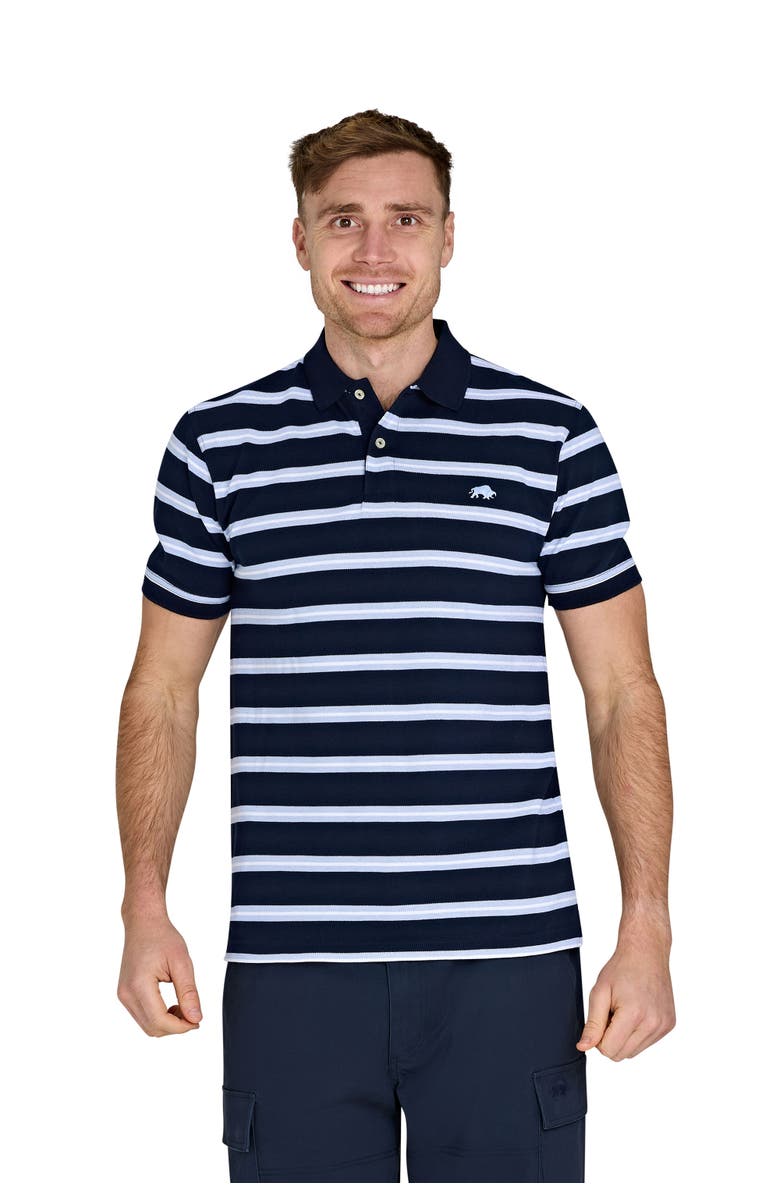 Raging Bull Triple Stripe Birdseye Polo, Alternate, color, Navy