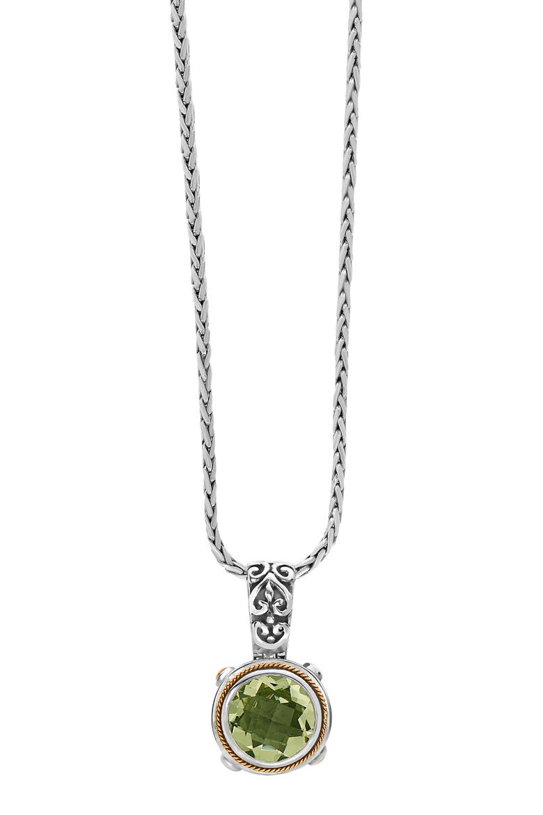 Sterling Silver & 18K Gold Green Amethyst Pendant Necklace, Alternate, color, GREEN