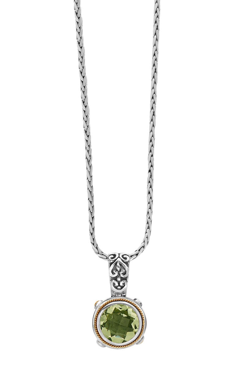 EFFY Sterling Silver & 18K Gold Green Amethyst Pendant Necklace, Alternate, color, Green