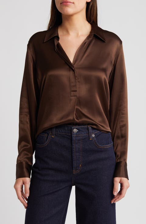 Nissa Satin Button-Up Shirt
