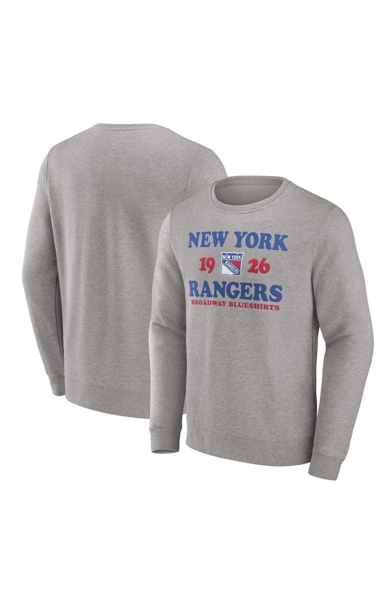 FANATICS Men's Fanatics Branded Heather Charcoal New York Rangers Fierce Competitor Pullover Sweatshirt, Main, color, 