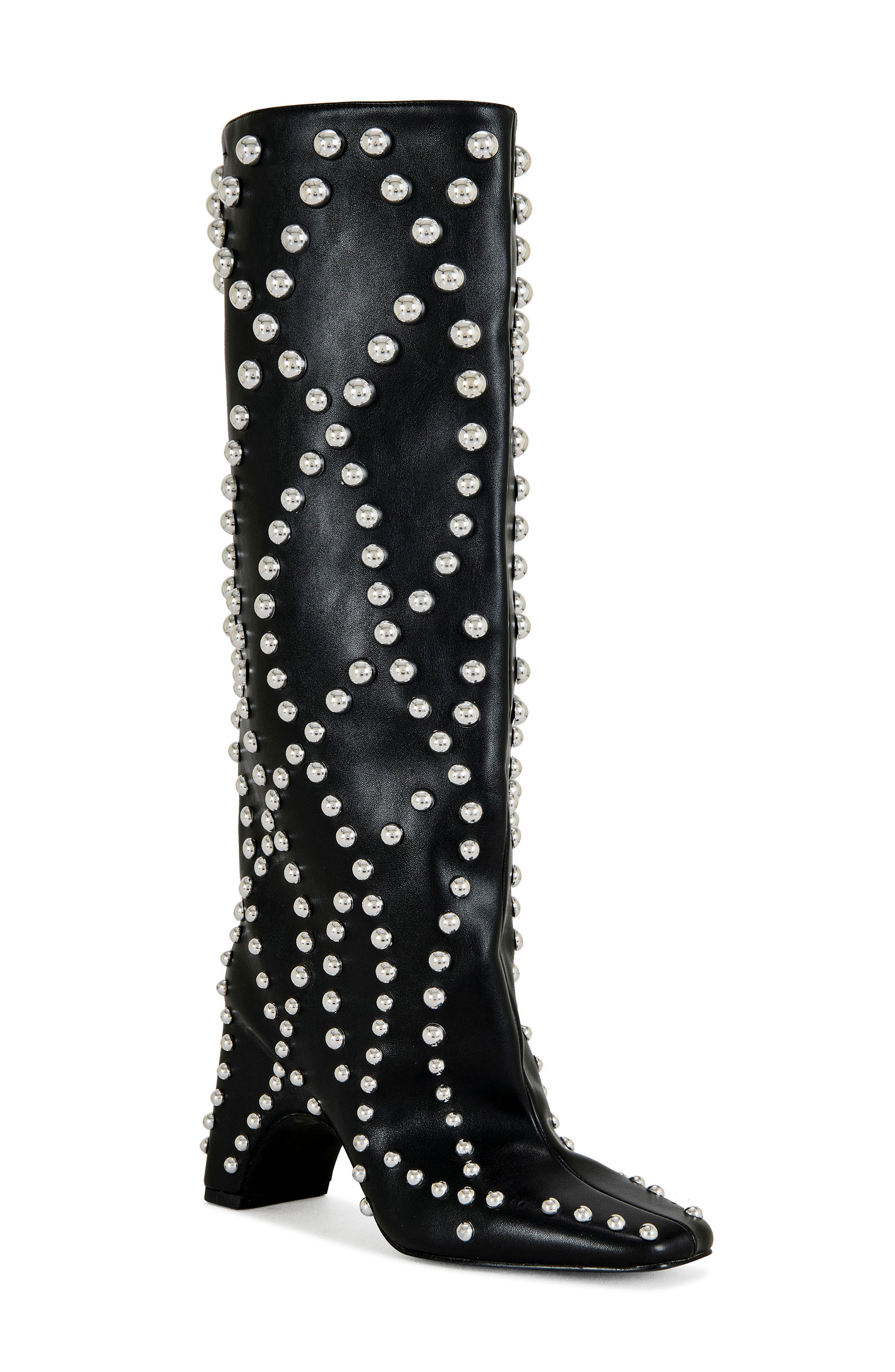 AZALEA WANG Virgile Studded Knee High Boot, Main, color, Black