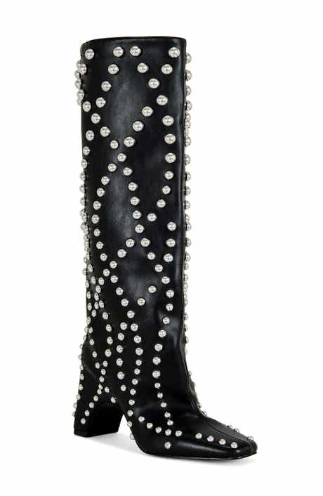 AZALEA WANG Virgile Studded Knee High Boot