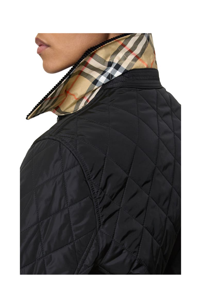 Burberry Quilted Nylon Barn Jacket, Alternate, color, Black/Sand