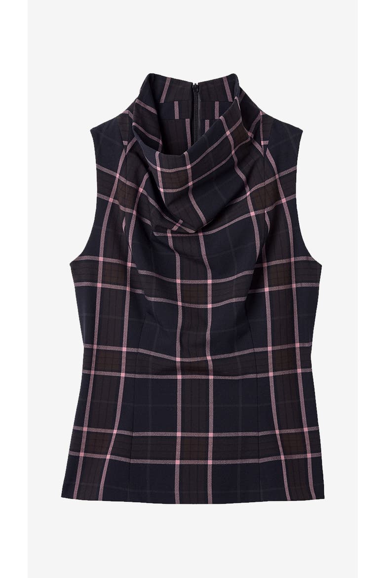 Funnel Neck Shell, Alternate, color, Fig Plaid