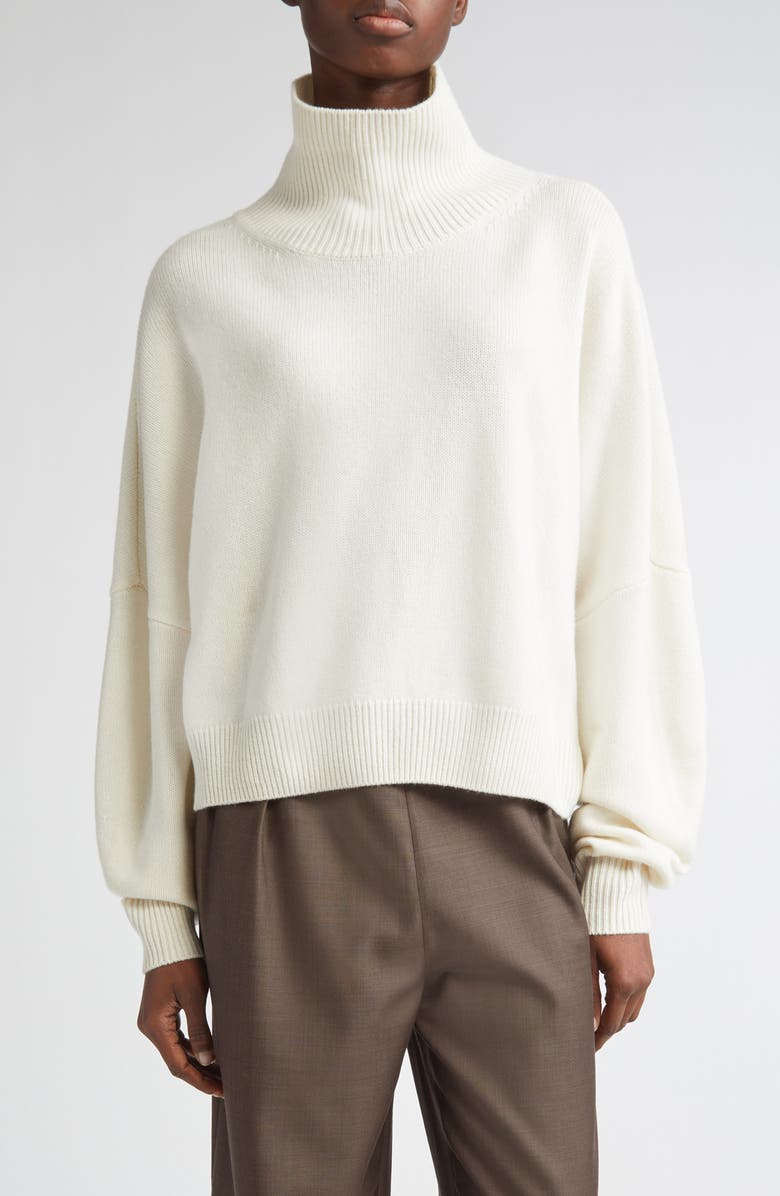 LOULOU DE SAISON Luke Stand Collar Wool & Cashmere Sweater, Main, color, Ivory