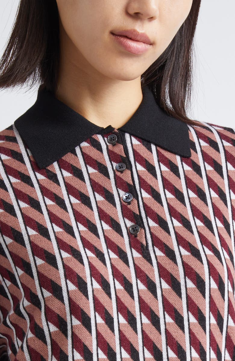 ZANKOV Ryan Long Sleeve Merino Wool Jacquard Polo Sweater, Alternate, color, Dusty Pink Multi