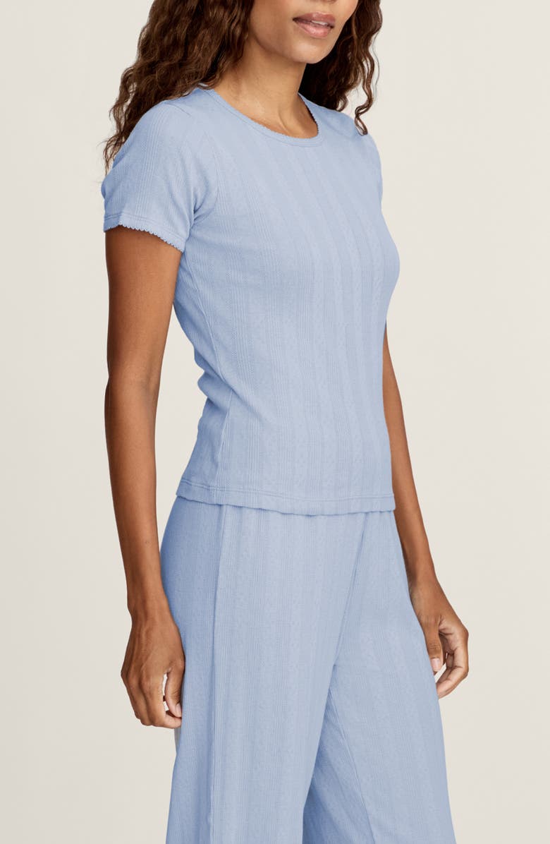 Petite Plume Pima Cotton Pointelle T-Shirt, Alternate, color, Blue