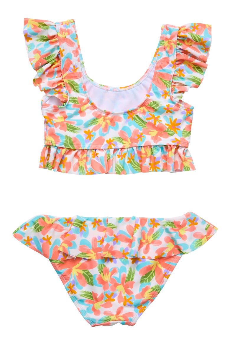 Kids' Floral Ruffle Two-Piece Swimsuit, Alternate, color, IVORY MULTI