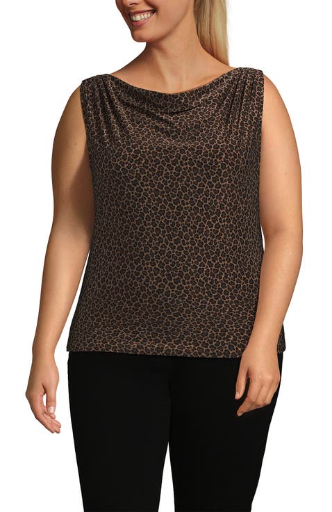 Sleeveless Silky Knit Drape Front Top