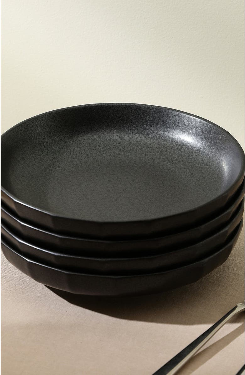 Stone Lain Rio Stoneware 4-Piece Pasta Bowl Set, Alternate, color, Black