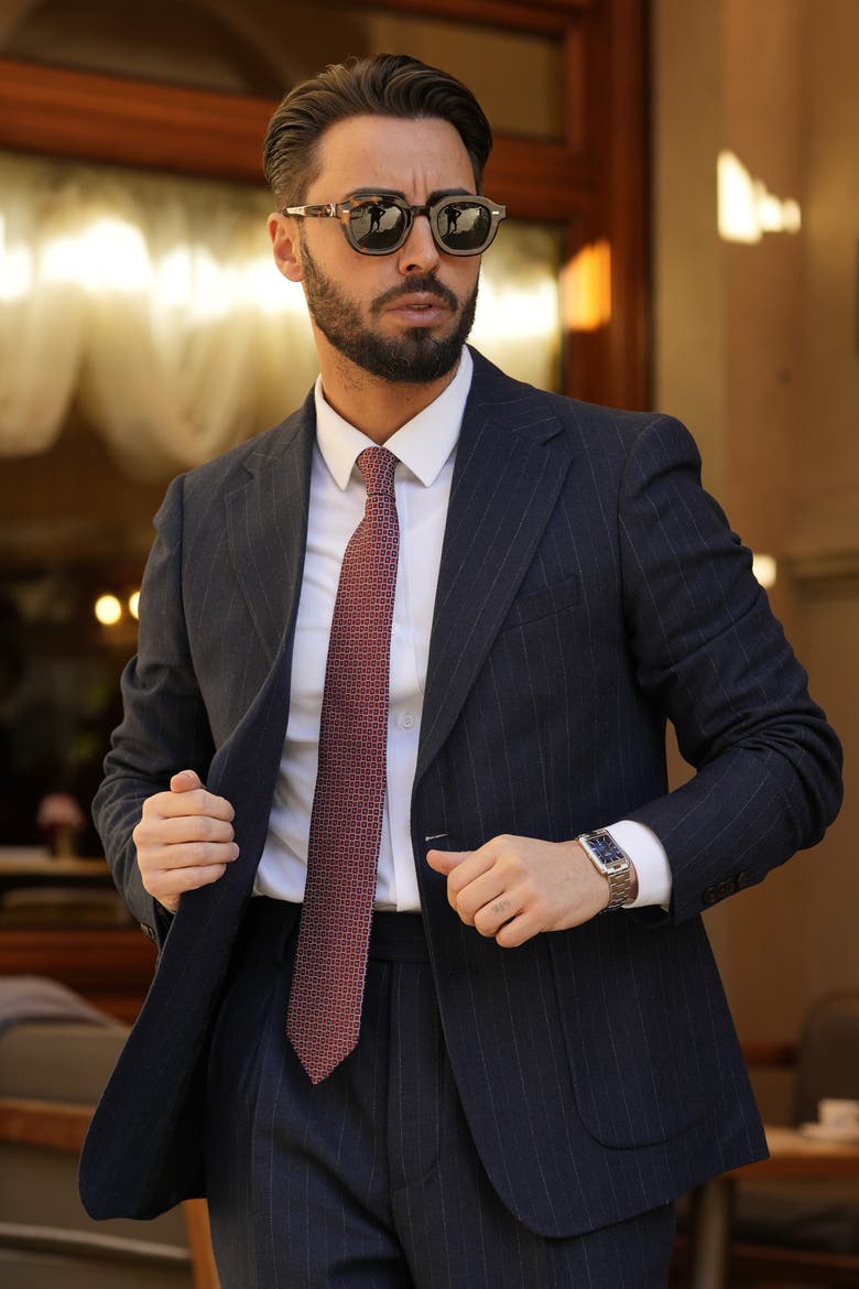 Ravenna - Extra Long Silk Jacquard Tie for Men, Alternate, color, Burgundy