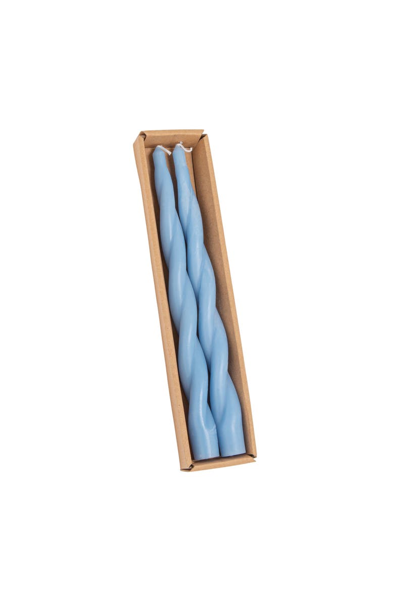 2-Piece Unscented Elongated Twisted Taper Candles, Main, color, Blue