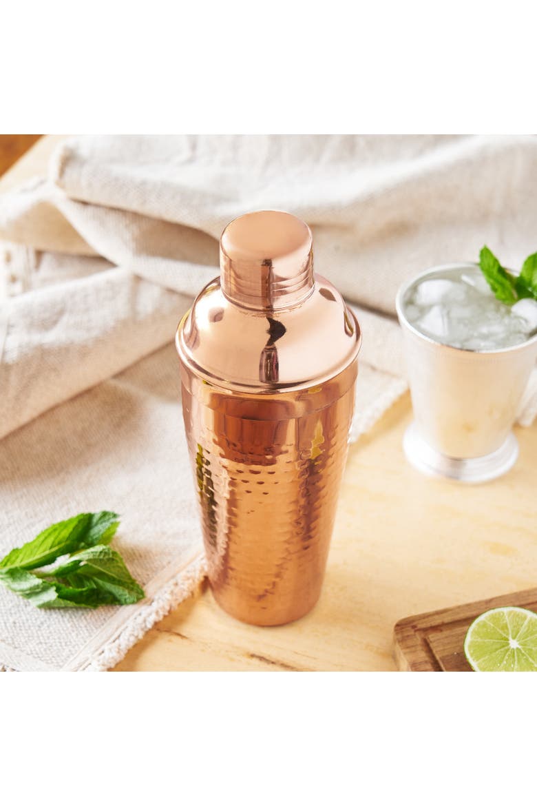 Hammered Cocktail Shaker in Copper, Alternate, color, Copper