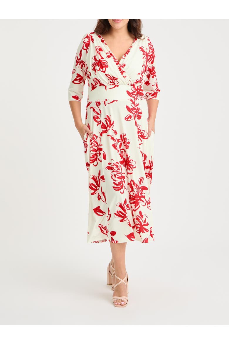 Helena Jersey Midi Dress, Alternate, color, Ivory Red