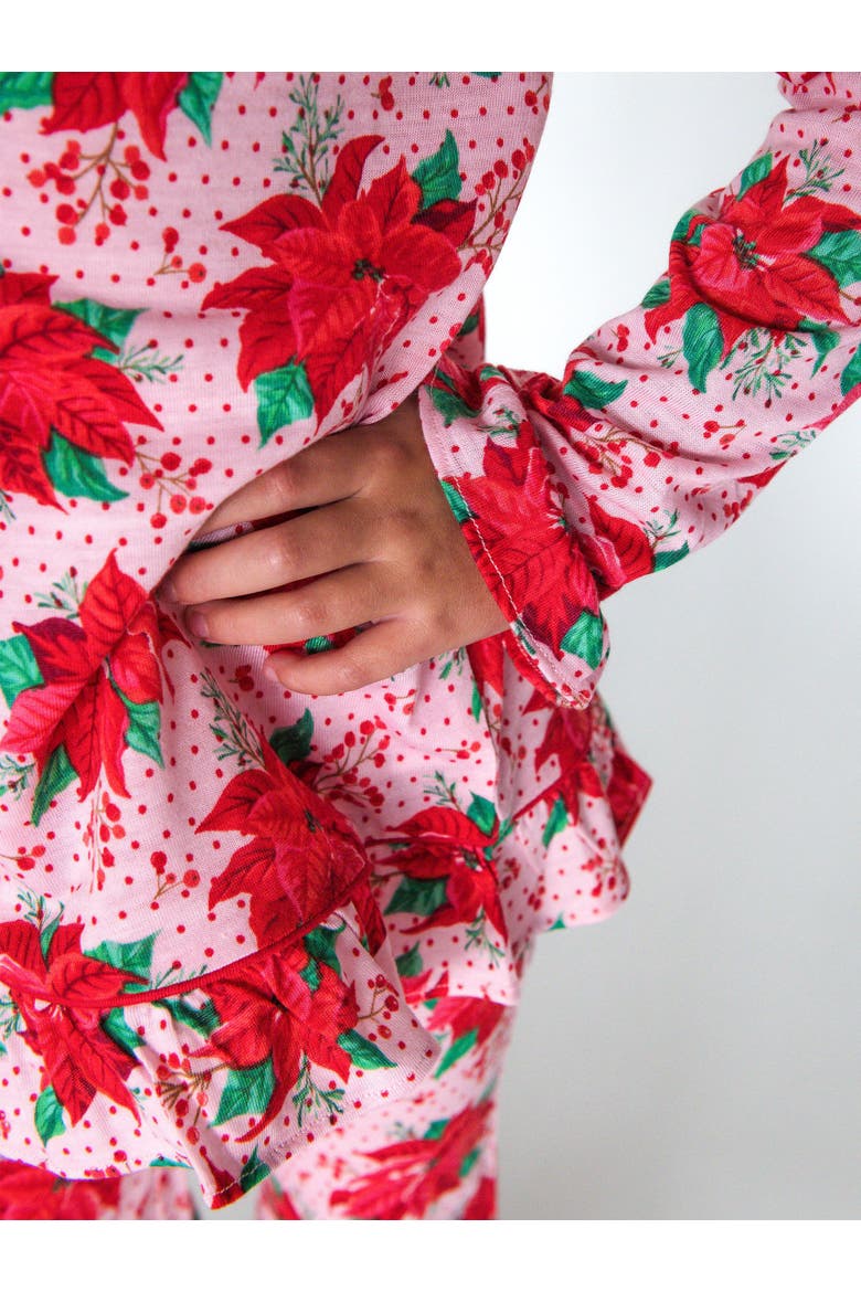 Holiday Ruffle Flare Pajama Set, Alternate, color, Poinsettia Wonderland