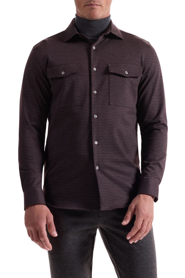Knit Button-Up Shirt, Main, color, BORDEAUX