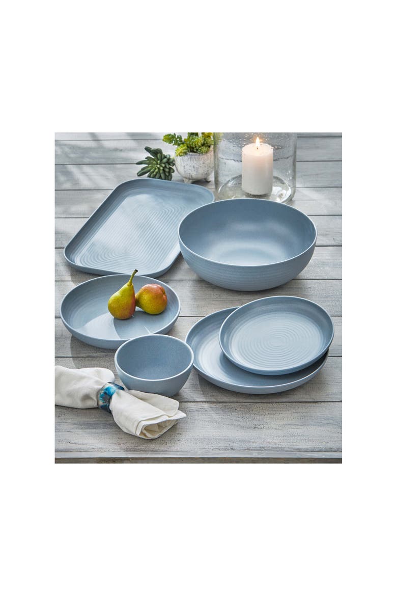 Light Blue Brooklyn Melamine Salad Plate Set of 4 Dishwasher Safe, Alternate, color, Blue