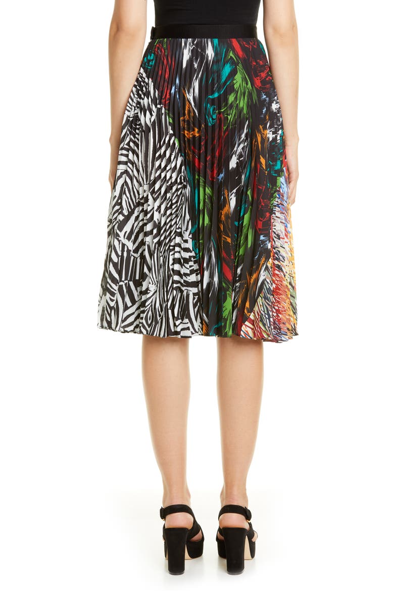 Mixed Prints Pleated Skirt, Alternate, color, BLACK ZEBRA MULTI