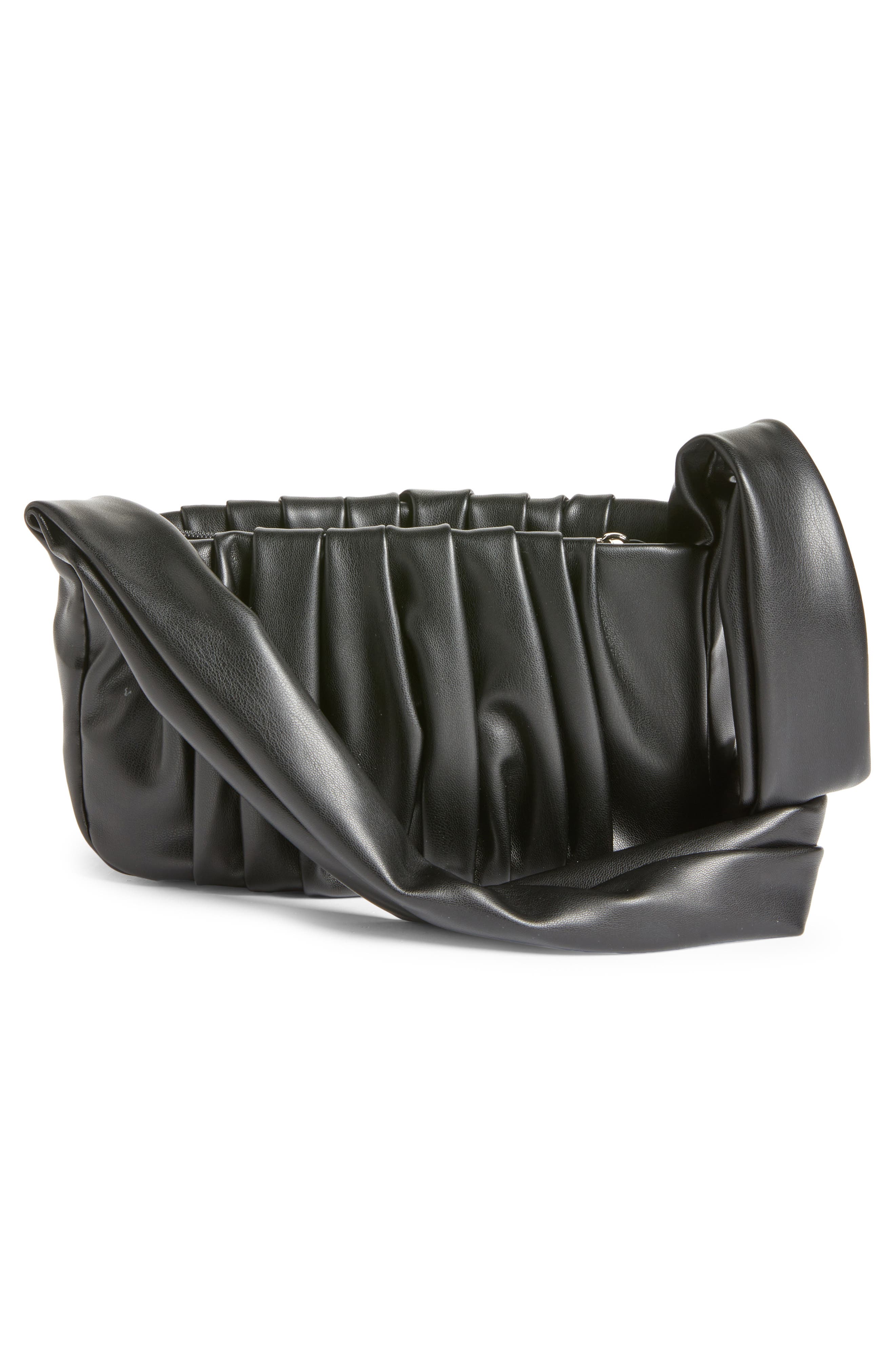 BP. Ruched Baguette Crossbody Bag, Alternate, color, Black