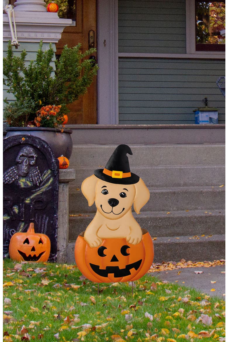 Halloween Metal Cat Dog or Cow Yard Stakes, Alternate, color, Brown