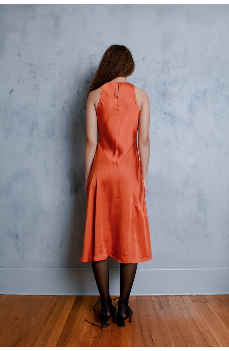 Untitled in Motion Dew Bias Cut Silky Midi Dress, Alternate, color, Burnt Ochre