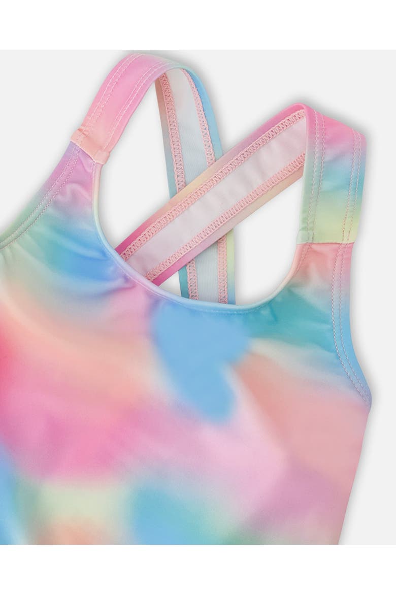 Two-Piece Crossed Straps Sporty Crop Top Swimsuit, Alternate, color, Multicolor