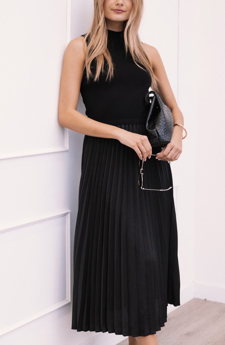 Petal & Pup Maisey Mixed Media Sleeveless Midi Dress, Alternate, color,