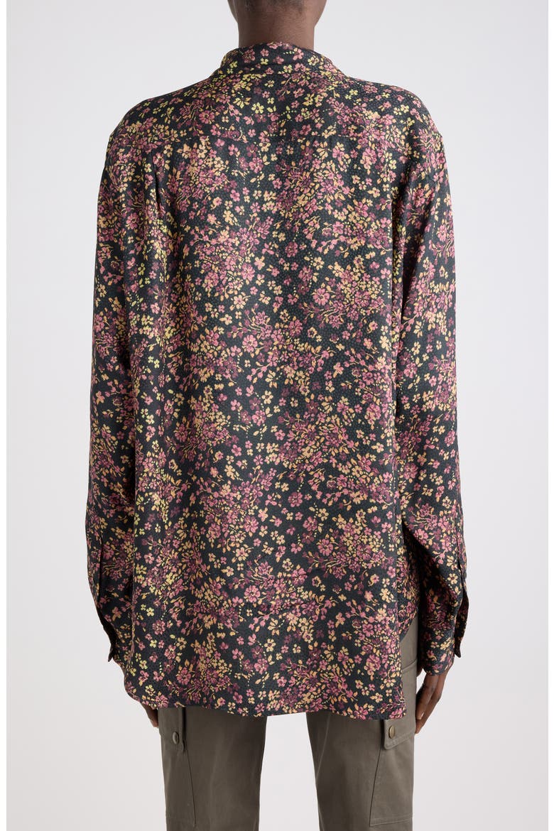 Cheers Floral Long Sleeve Shirt, Alternate, color, BLACK