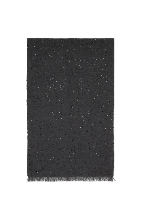 Brunello Cucinelli Cashmere And Silk Diamond Yarn Scarf In Gray