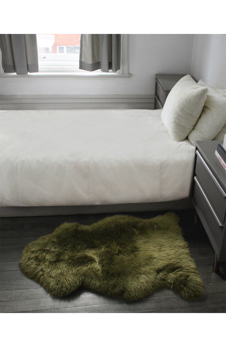 NATURAL Milan Genuine Sheepskin Shearling Throw 24" x 36", Alternate, color, Khaki