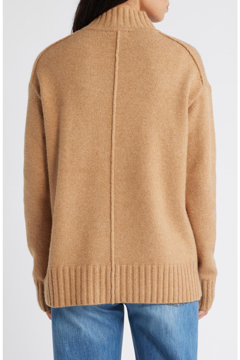 Exposed Seam Mock Neck Sweater, Alternate, color, TAN CAMEL DARK HEATHER