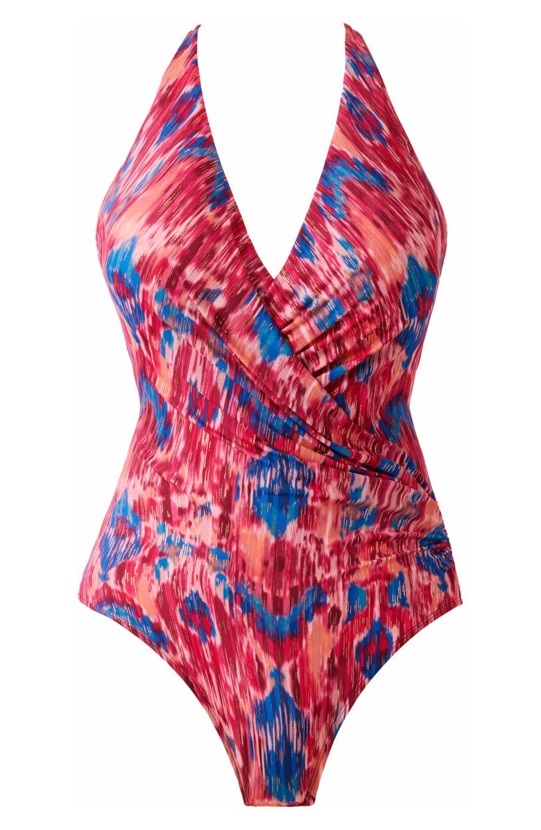 Miraclesuit<sup>®</sup> Ikat Dorado Wrapsody One-Piece Swimsuit, Alternate, color, Red Multi
