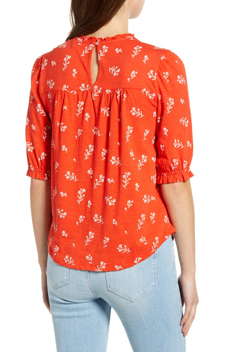 Smocked Yoke Top, Alternate, color, RED MULTI