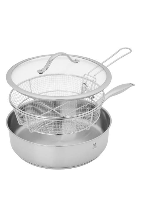 Aragon 5-Quart Stainless Steel Sauté Pan with Lid & Fryer Basket