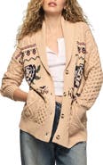 Lucky Brand Floral Fair Isle Cardigan