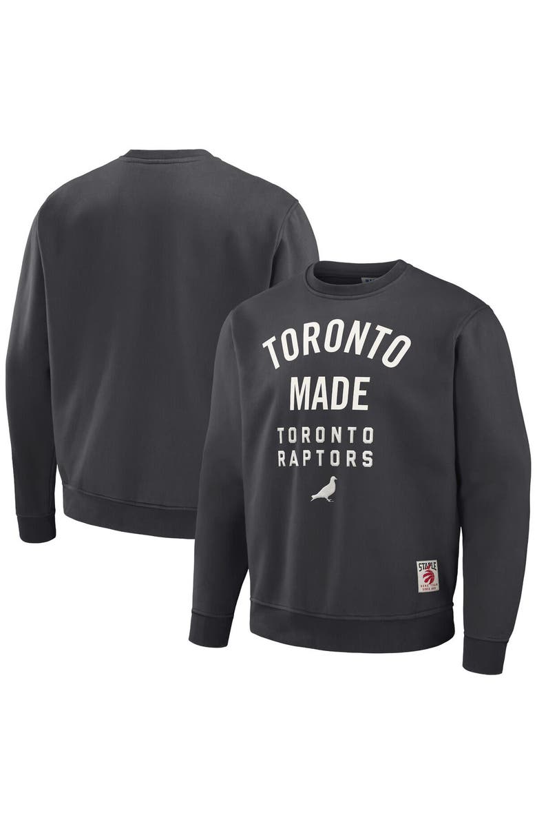 STAPLE Men's NBA x Staple Anthracite Toronto Raptors Plush Pullover Sweatshirt, Alternate, color, Anthracite